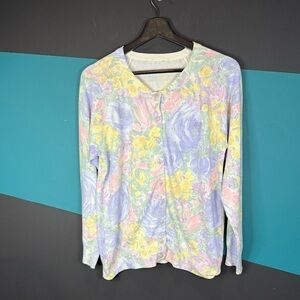 Floral Women's Cardigan in Pastel Shades size Large